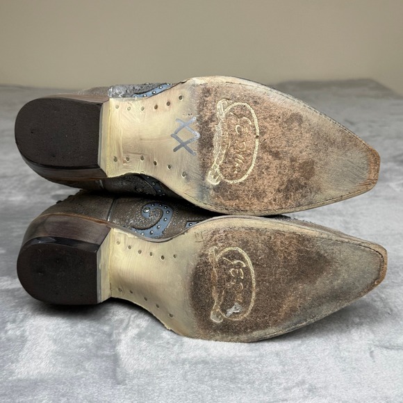 JB Dillon Womens 9 Cowboy Boots Metallic Silver Blue Rhinestone Festival Western - Picture 7 of 15